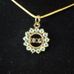 Elegant Upcycled. Gold Necklace with Blue Accents #48